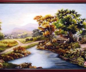 Hand- embroidered picture: “The countryside”