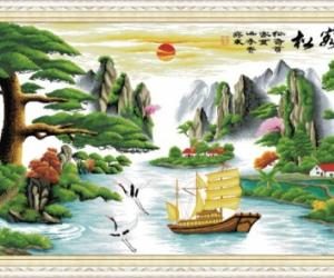 Tất tần tật về tranh thêu Tùng Nghênh Khách